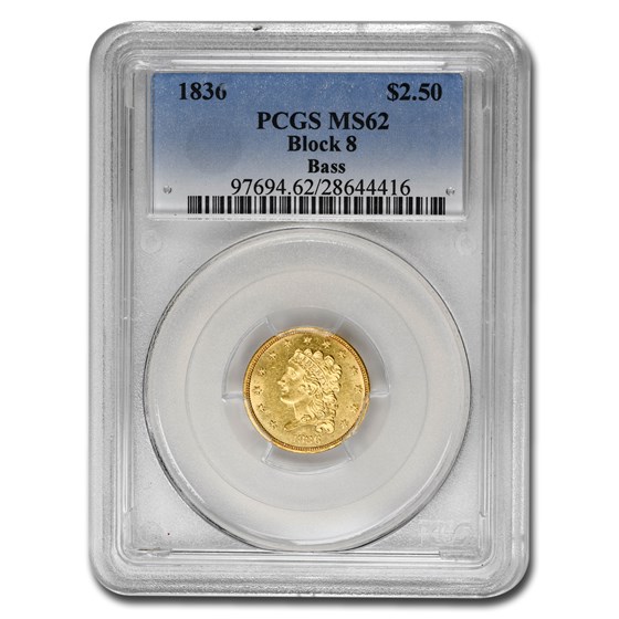 1836 $2.50 Gold Classic Head MS-62 PCGS (Block 8) 1836 $2.50 Gold Classic Head MS-62 PCGS (Block 8)